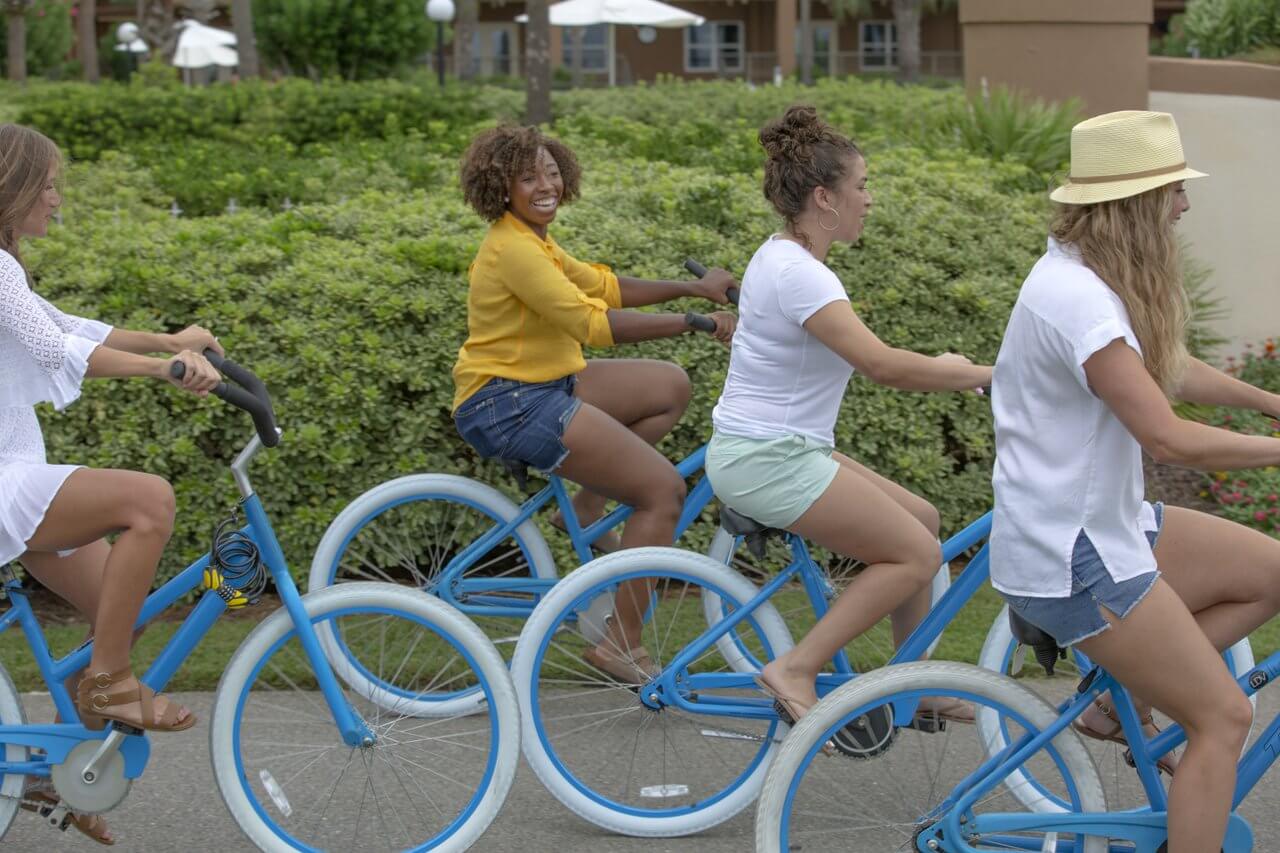 Ladies on bicycles