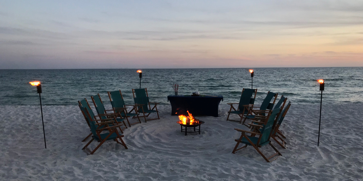 Beach Bonfire Set-Up at Sunset in South Walton