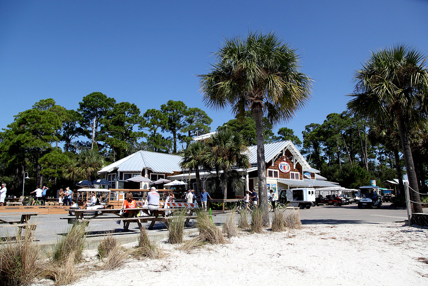 Picnic Tables Outside Marina Bar & Grill