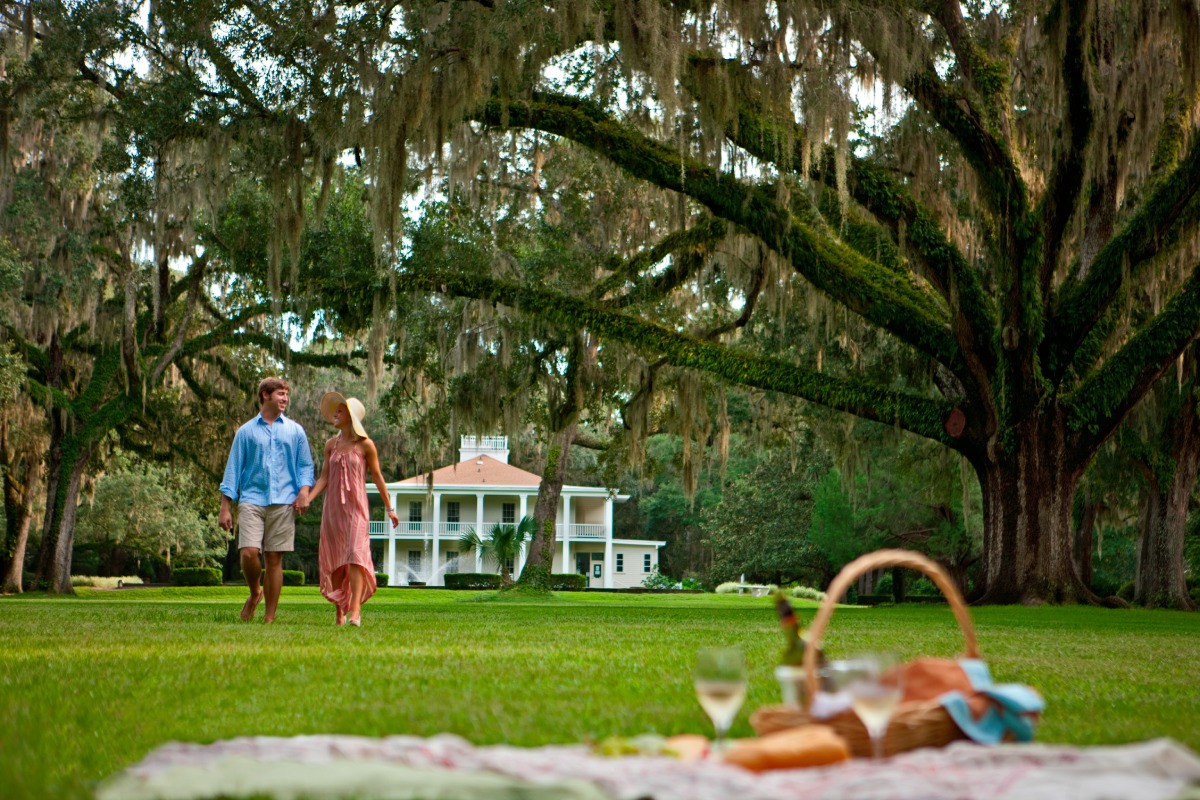 Couple Walking in Eden Gardens State Park in Santa Rosa Beach