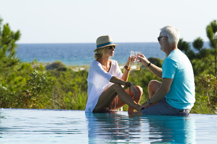 Couple at Infinity Pool in South Walton, Florida