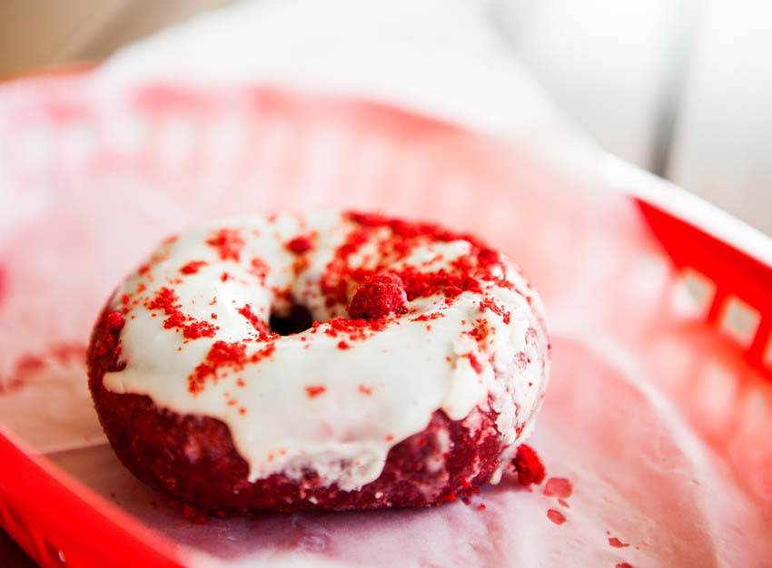 Red Velvet Donut with Icing & Sprinkles